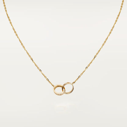 [✨ROSE💎]LOVE DOUBLE RING HALF DIAMOND NECKLACE