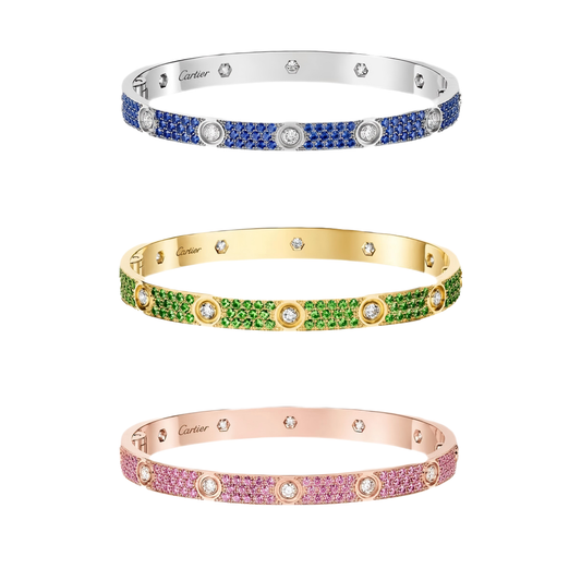[✨ROSE💎]2026 PAVE GEMSTONE LOVE BRACELET 6.1MM 10 DIAMONDS