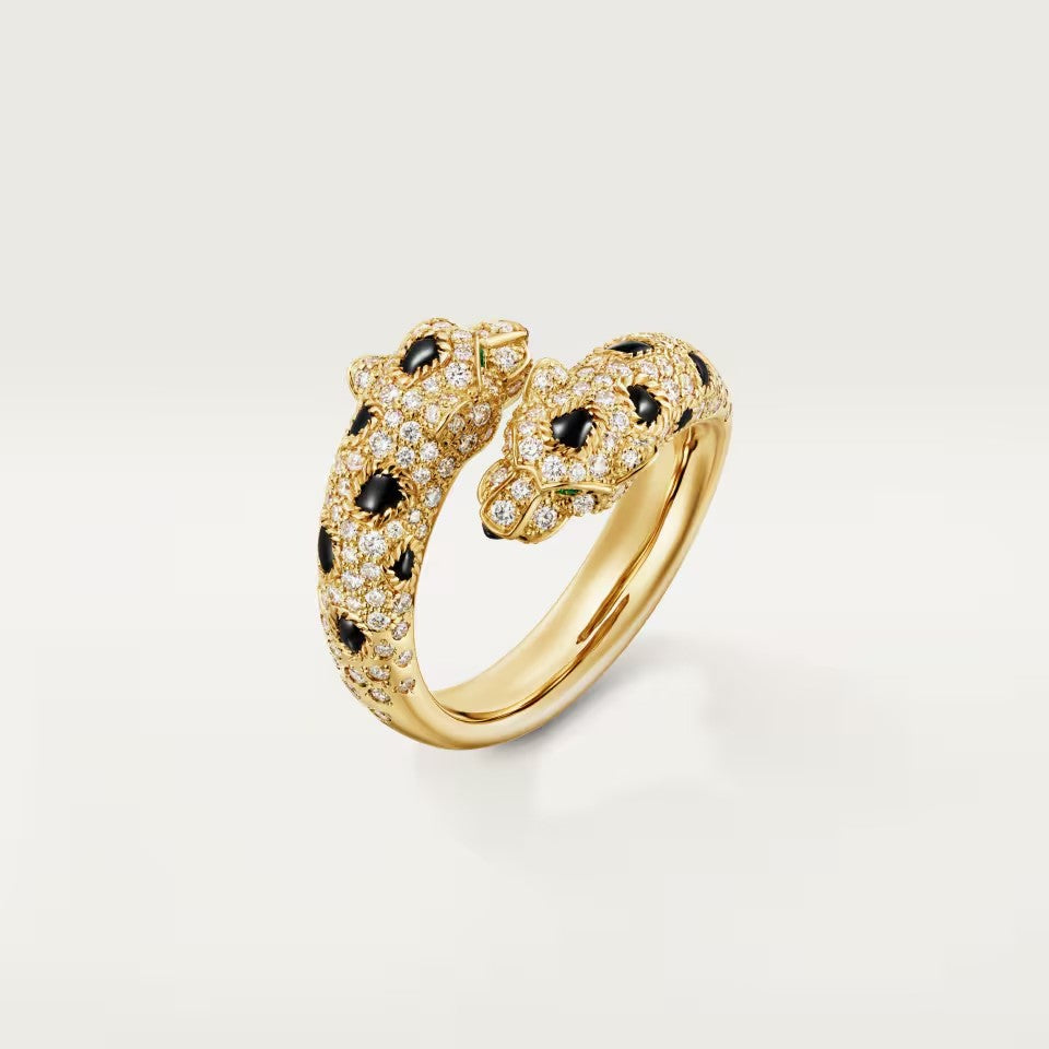 [✨ROSE💎]PANTHERE DOUBLE HEADED FULL DIAMOND  RING