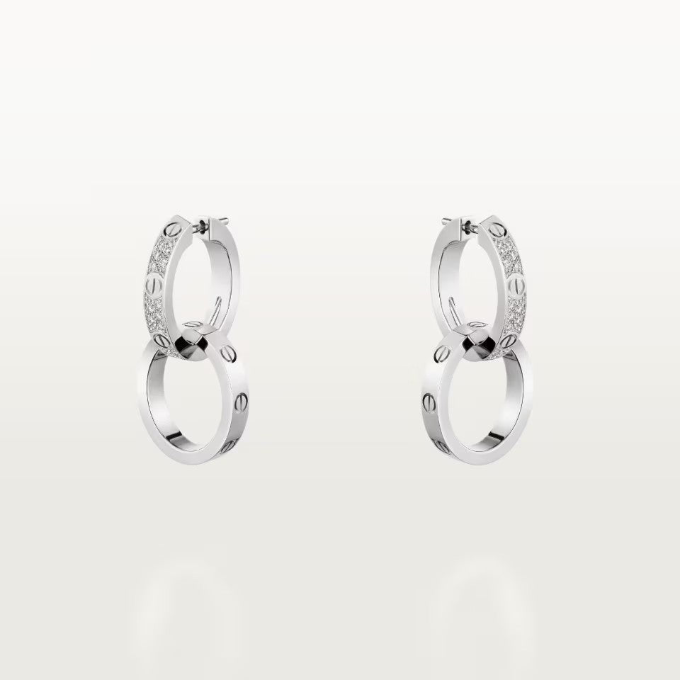 [✨ROSE💎]LOVE 3.3MM DANGLE HALF DIAMOND EARRINGS