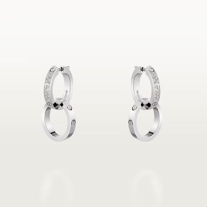 [✨ROSE💎]LOVE 3.3MM DANGLE HALF DIAMOND EARRINGS