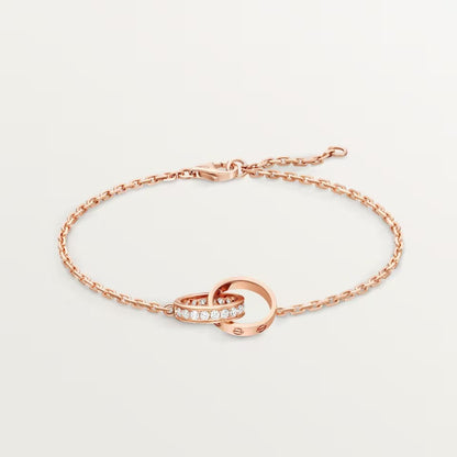[✨ROSE💎]LOVE DOUBLE RING HALF DIAMOND BRACELET