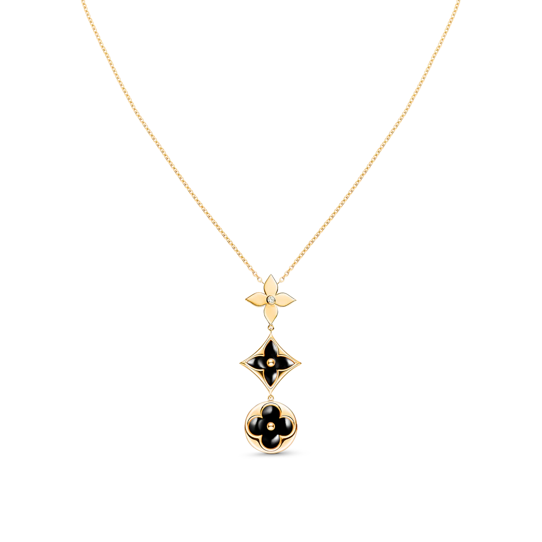[✨ROSE💎]STAR AND SUN ONYX PINK GOLD NECKLACE