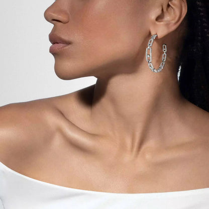 [[✨ROSE💎]Move Link Diamond Hoop Earrings
