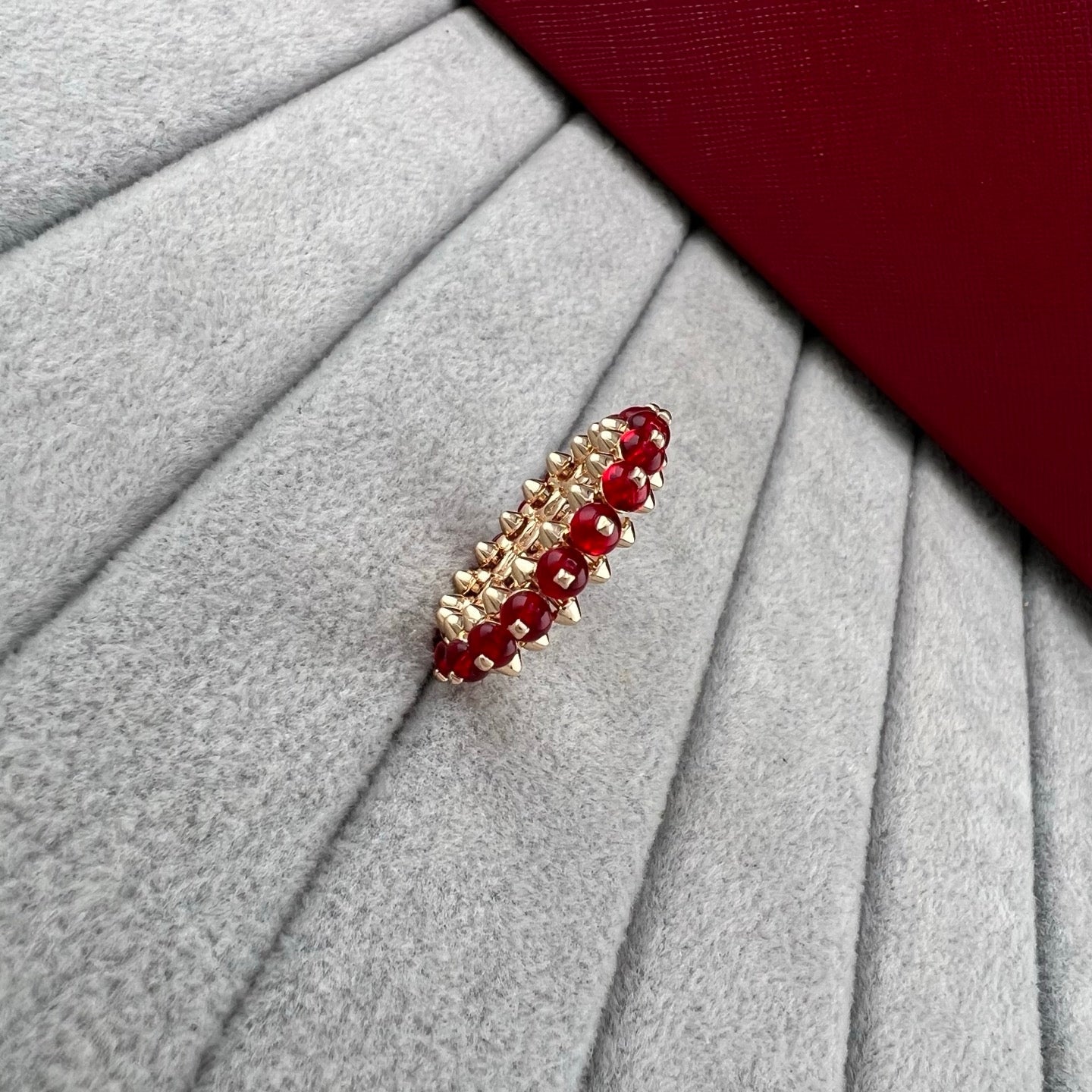 [✨ROSE💎]PYRAMID COLORED STONE STUD RING
