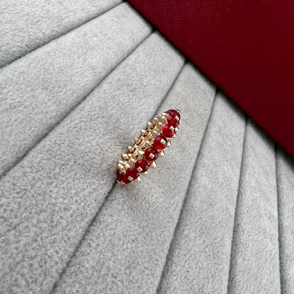 [✨ROSE💎]PYRAMID COLORED STONE STUD RING