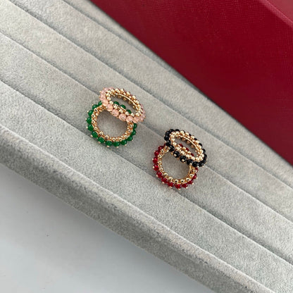 [✨ROSE💎]PYRAMID COLORED STONE STUD RING