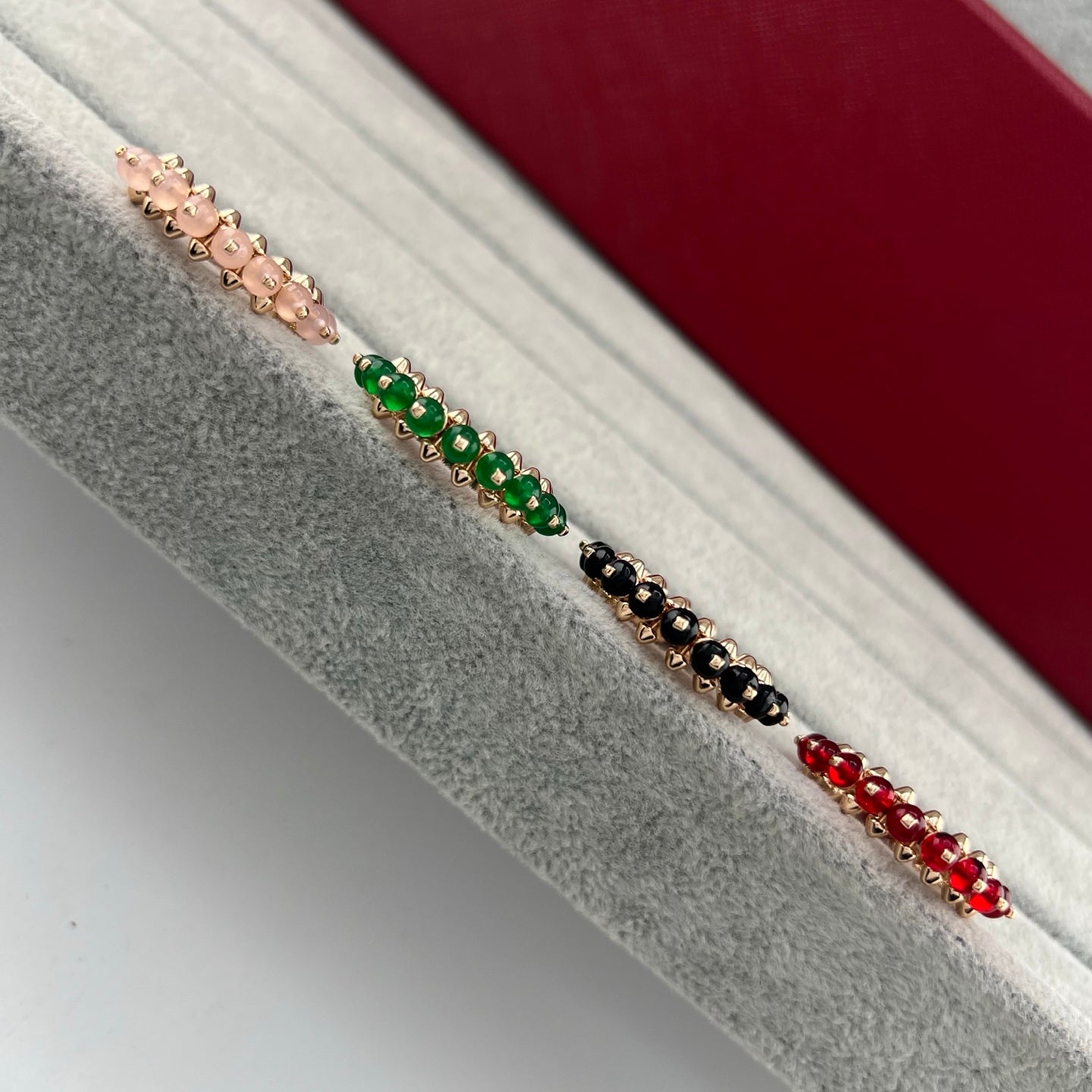 [✨ROSE💎]PYRAMID COLORED STONE STUD RING