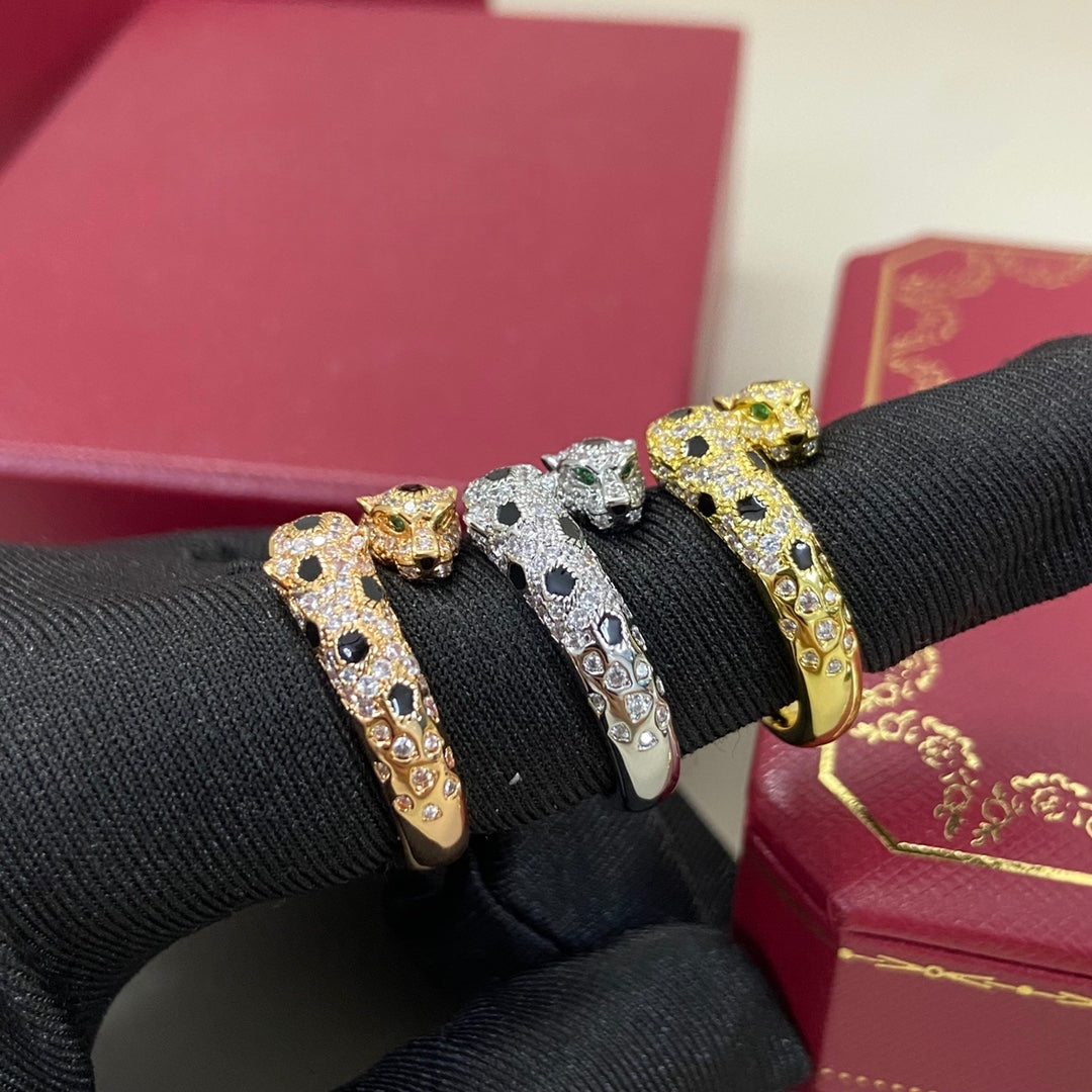 [✨ROSE💎]FULL DIAMOND DOUBLE LEOPARD HEAD RING