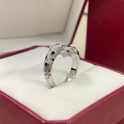 [✨ROSE💎]FULL DIAMOND DOUBLE LEOPARD HEAD RING