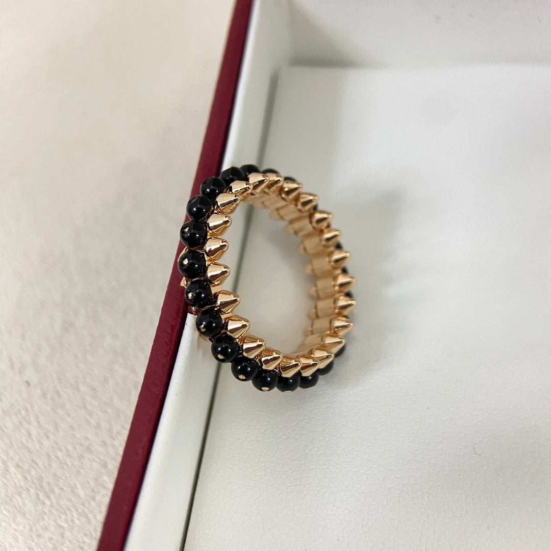[✨ROSE💎]BLACK BEAD STUD RING