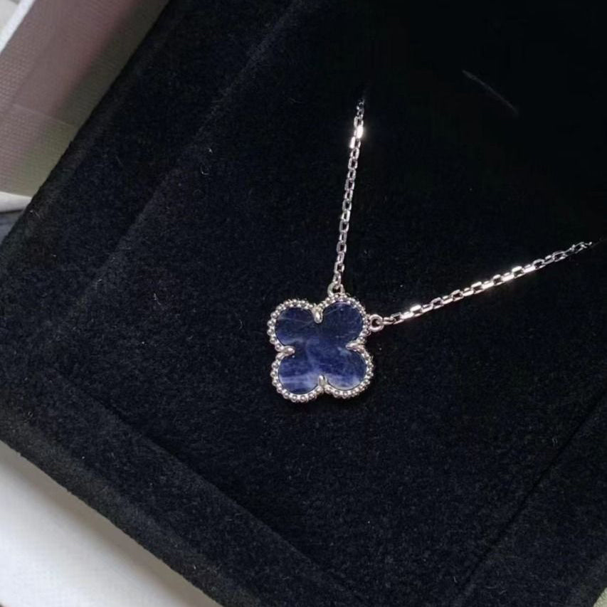 [✨ROSE💎]CLOVER 15MM PIETERSITE NECKLACE SILVER