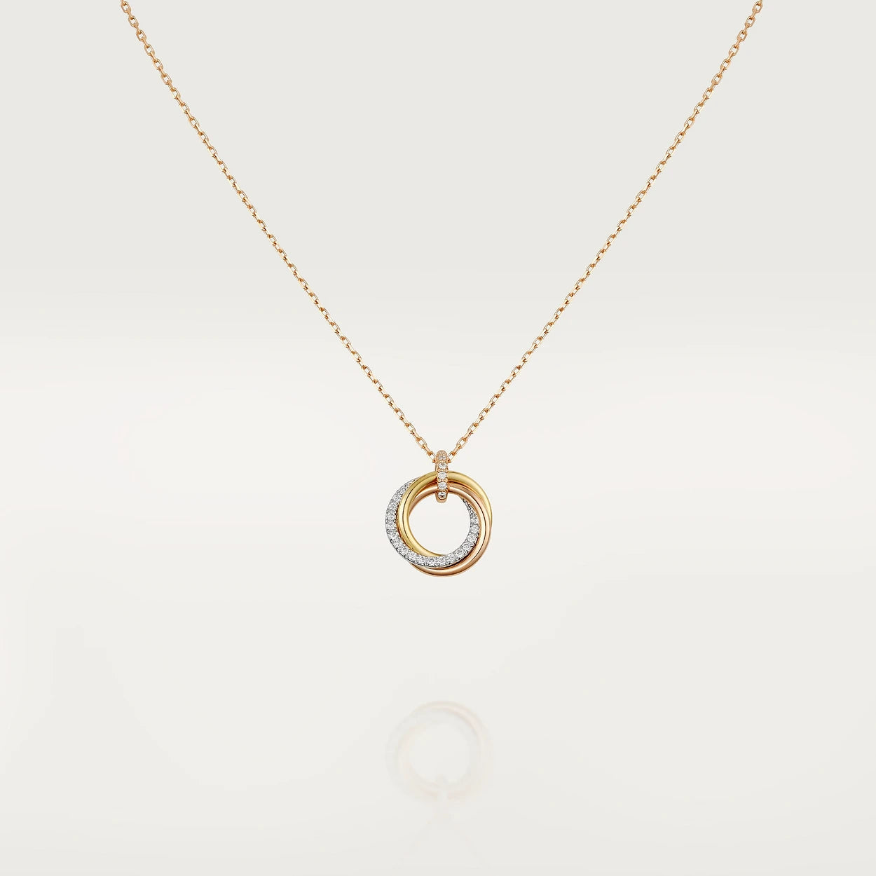 [✨ROSE💎]TRINITY NECKLACE SILVER GOLD PINK GOLD DIAMONDS