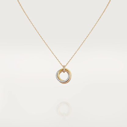 [✨ROSE💎]TRINITY NECKLACE SILVER GOLD PINK GOLD DIAMONDS