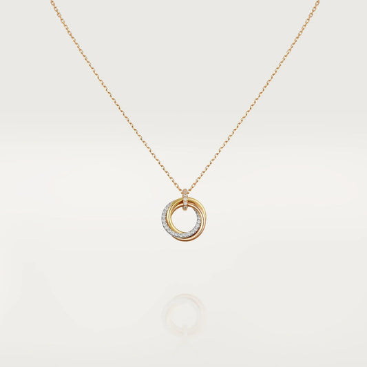 [✨ROSE💎]TRINITY NECKLACE SILVER GOLD PINK GOLD DIAMONDS