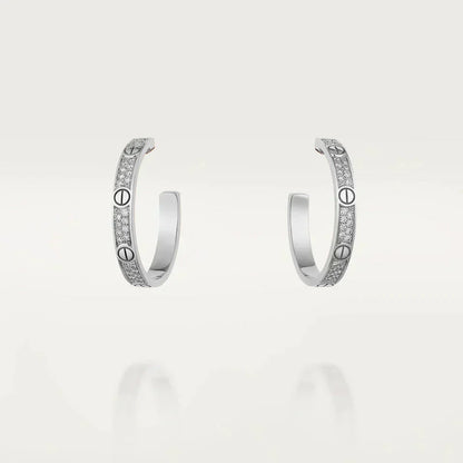 [✨ROSE💎]LOVE DIAMOND SILVER HOOP EARRINGS