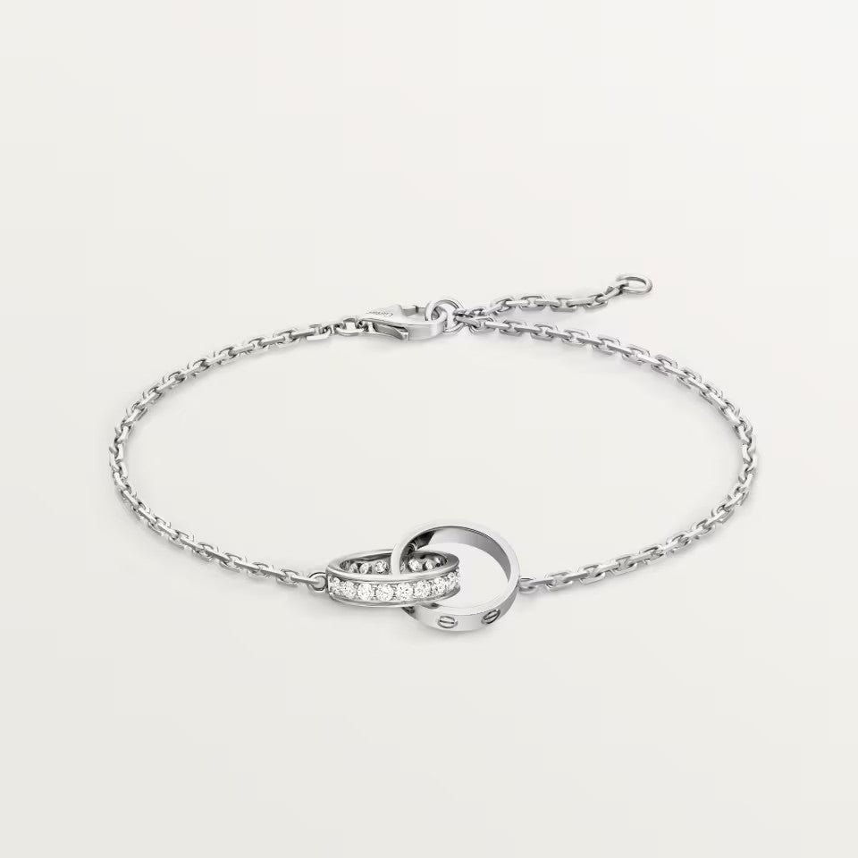 [✨ROSE💎]LOVE DOUBLE RING HALF DIAMOND BRACELET