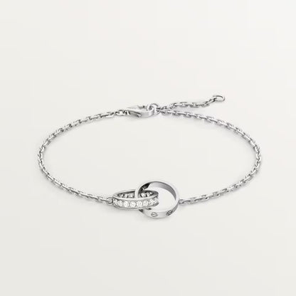 [✨ROSE💎]LOVE DOUBLE RING HALF DIAMOND BRACELET