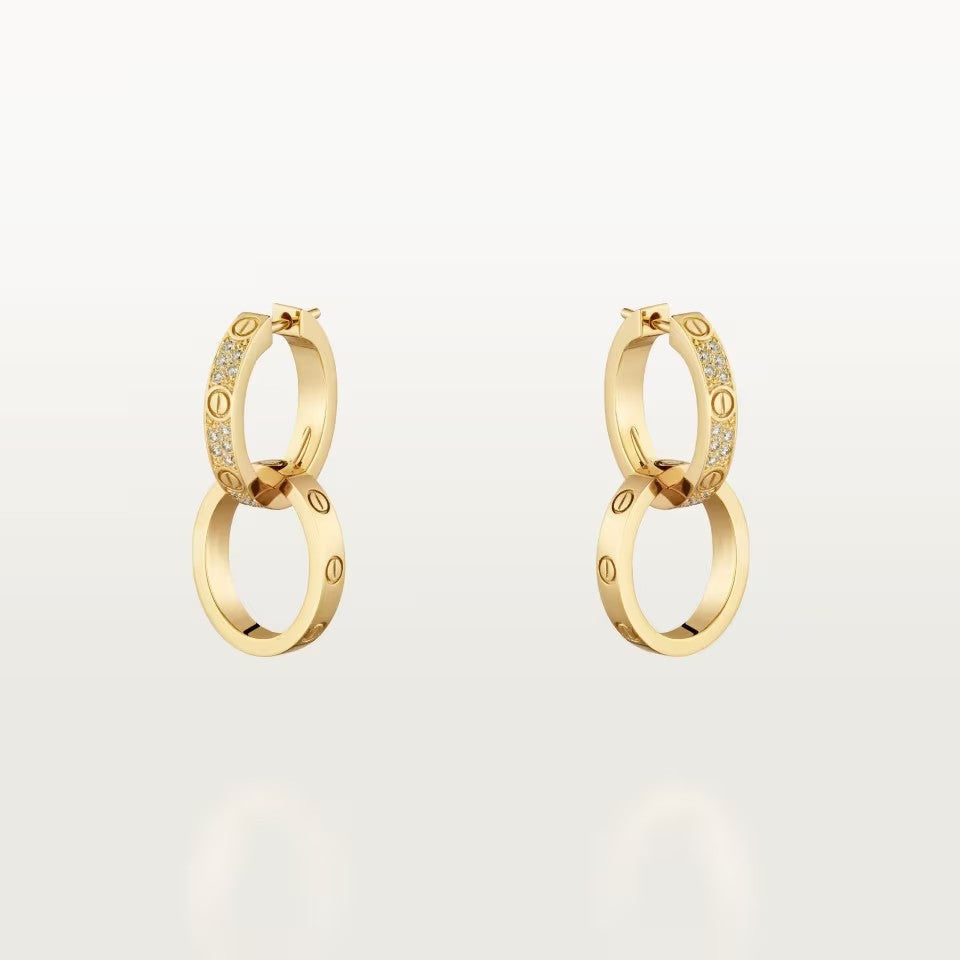 [✨ROSE💎]LOVE 3.3MM DANGLE HALF DIAMOND EARRINGS