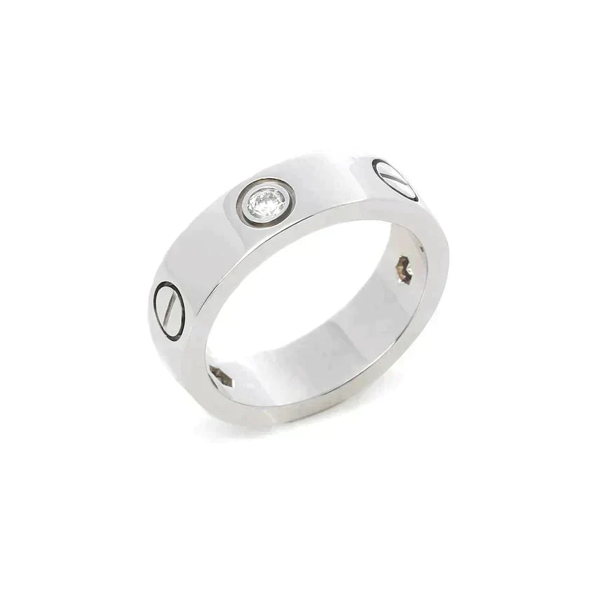 [✨ROSE💎]LOVE RING 5.5MM 3 DIAMONDS SILVER