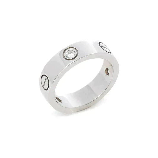 [✨ROSE💎]LOVE RING 5.5MM 3 DIAMONDS SILVER